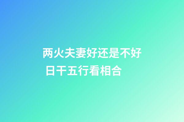 两火夫妻好还是不好 日干五行看相合